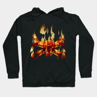 Metal Jolly Roger in flame Hoodie